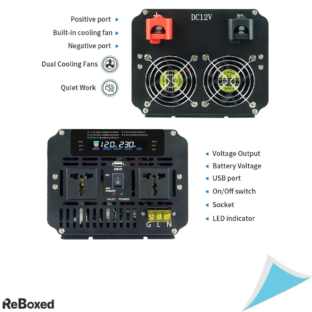 Invertor modificat DC-AC LVYUAN 4000W / 8000W – 12V la 220V / 230V