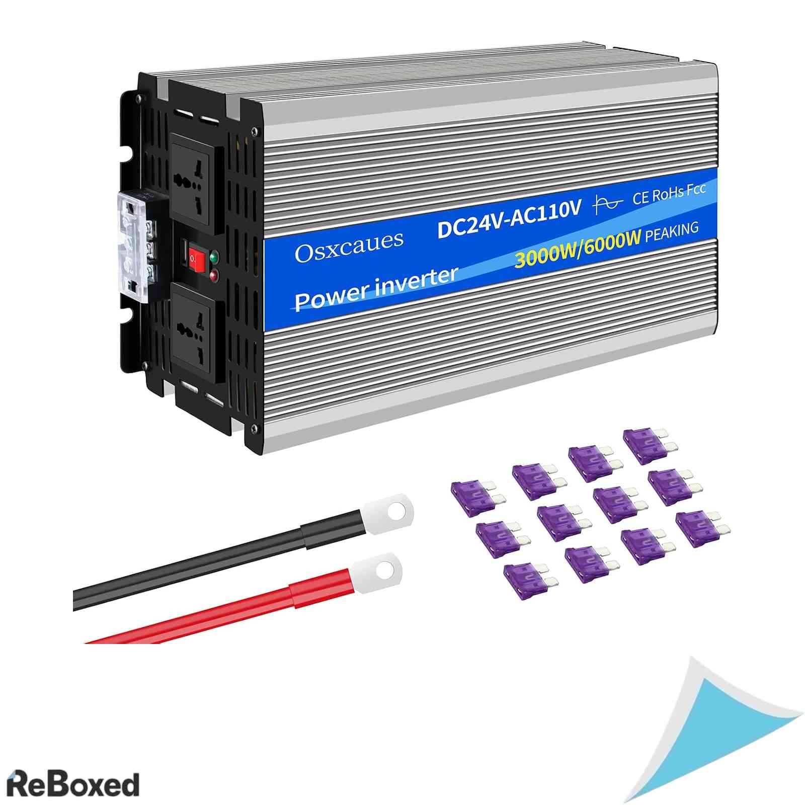 Invertor de tensiune osxcauest 3000W unda sinusoidala pura 24V la 110V cu port USB si 2 prize AC