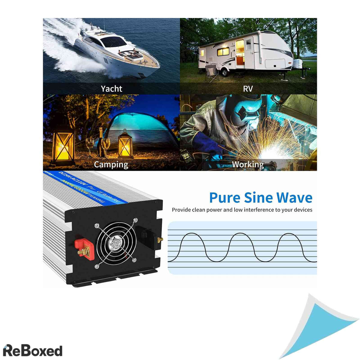 Invertor de tensiune osxcauest 3000W unda sinusoidala pura 24V la 110V cu port USB si 2 prize AC