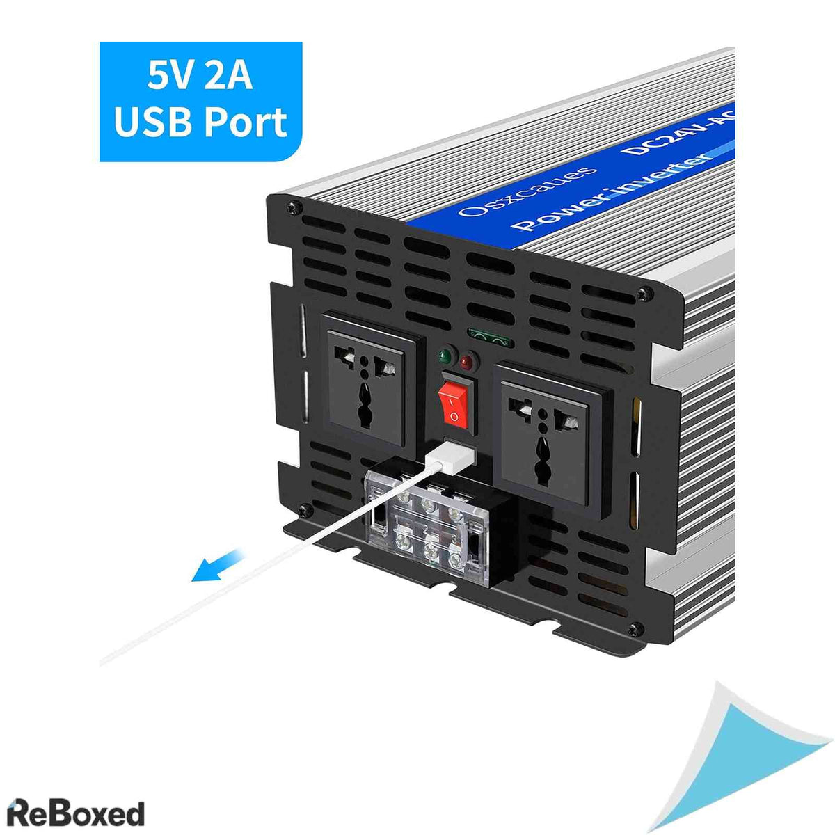 Invertor de tensiune osxcauest 3000W unda sinusoidala pura 24V la 110V cu port USB si 2 prize AC
