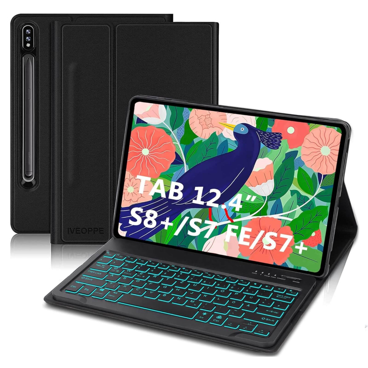 Iveoppe Husa cu Tastatura pentru Samsung Galaxy Tab 12.4Inch QWERTZ