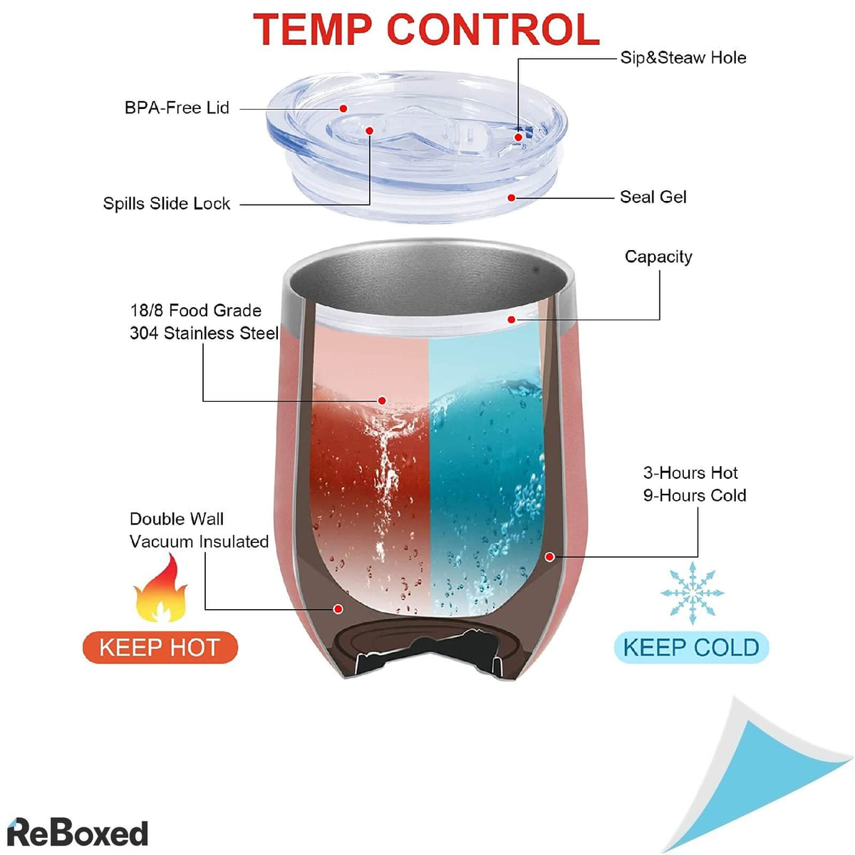 Joymaking Set 2 Cani Termice 350ml cu Pereti Dubli Otel cu Capac