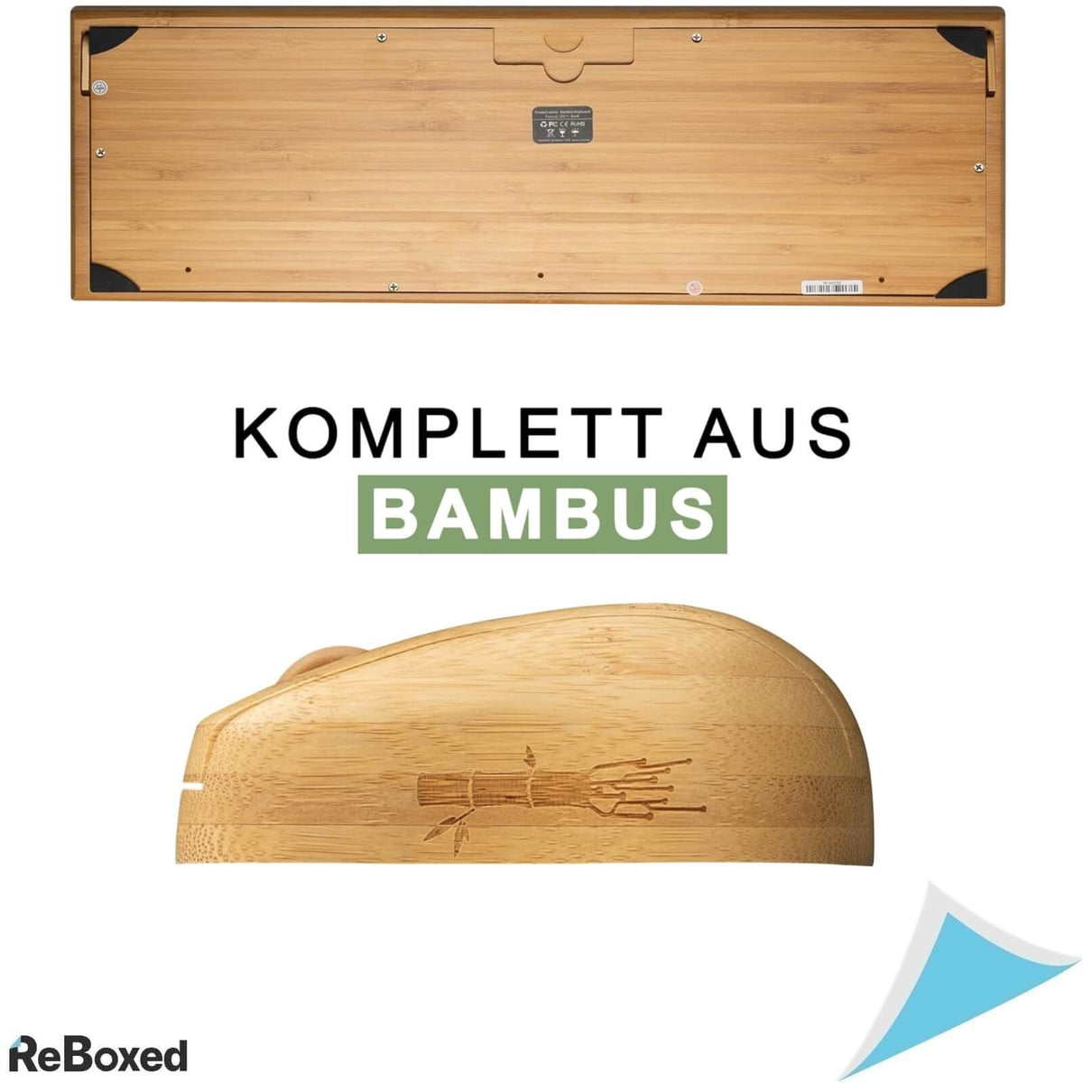 Kibodo Bamboo Set Tastatura si Mouse Fara Fir 107 Taste QWERTZ German