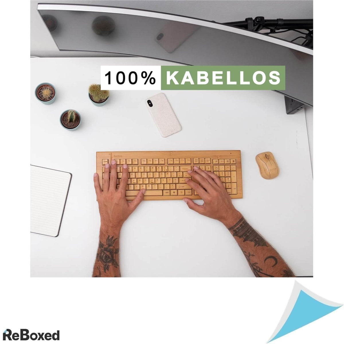Kibodo Bamboo Set Tastatura si Mouse Fara Fir 107 Taste QWERTZ German