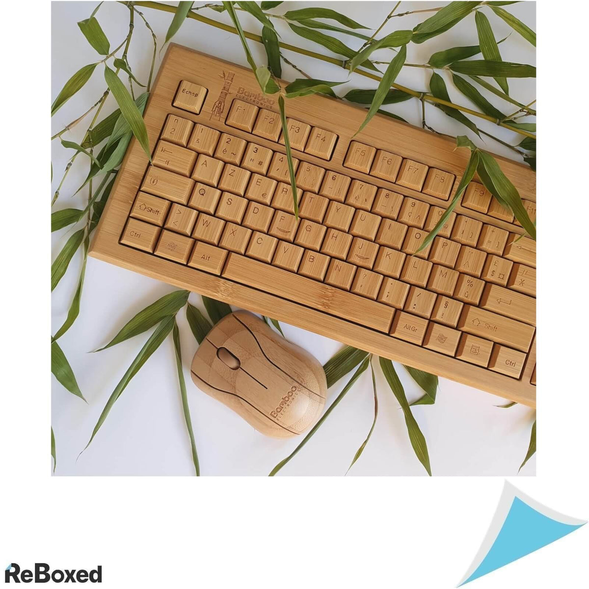 Kibodo Bamboo Set Tastatura si Mouse Fara Fir 107 Taste QWERTZ German