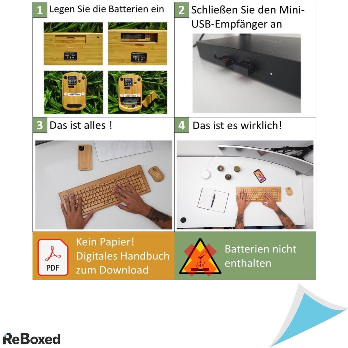 Kibodo Bamboo Set Tastatura si Mouse Fara Fir 107 Taste QWERTZ German