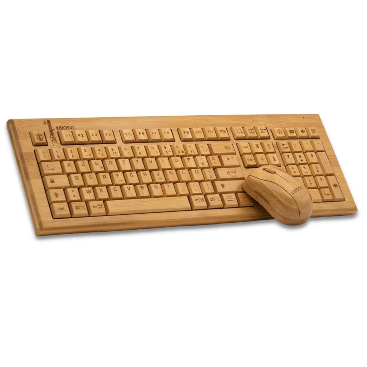 Kibodo Bamboo Set Tastatura si Mouse Fara Fir 107 Taste QWERTZ German