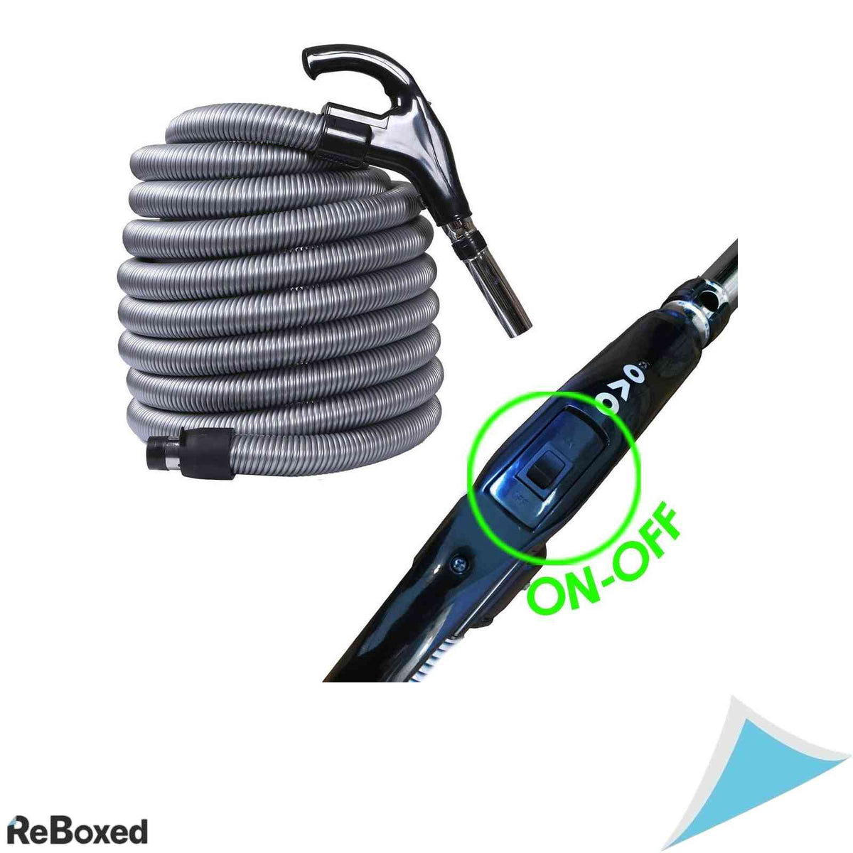 Kit Accesorii Furtun Aspirator Centralizat OVO ACCHO-30LV-OVO Furtun Flexibil 9.1m cu Comutator On Off Tub Telescopic Inox si 4 Perii Gri
