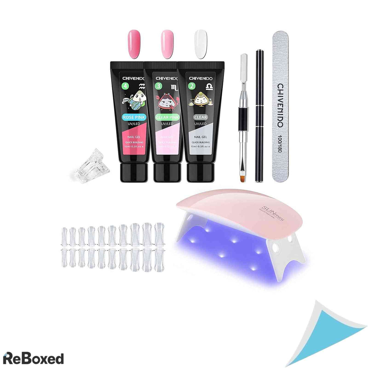 Kit Polygel Unghii Comozon, Set Constructie Unghii cu Mini Lampa UV