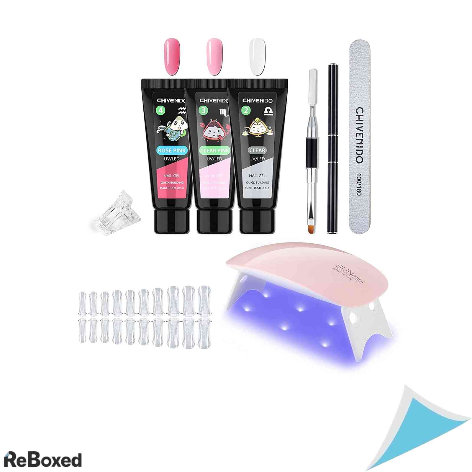 Kit Polygel Unghii Comozon, Set Constructie Unghii cu Mini Lampa UV