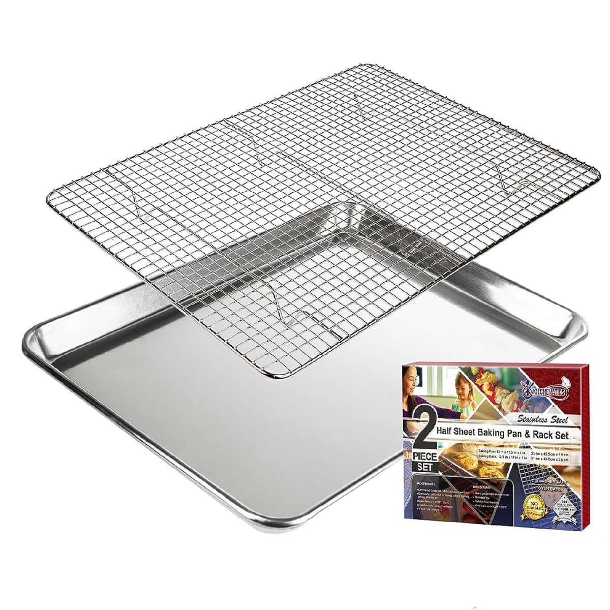 Kichenatics Tava Aluminiu cu Gratar din Otel 33x45 cm