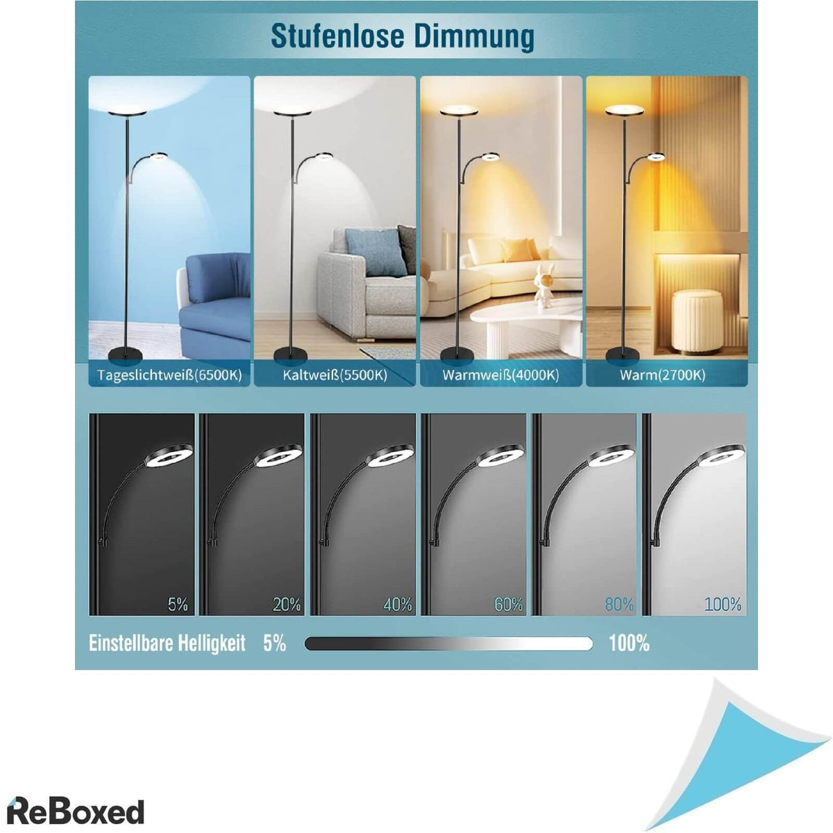 Lampa de Podea cu Lumini Laterale 42W 3700lm 1.75m