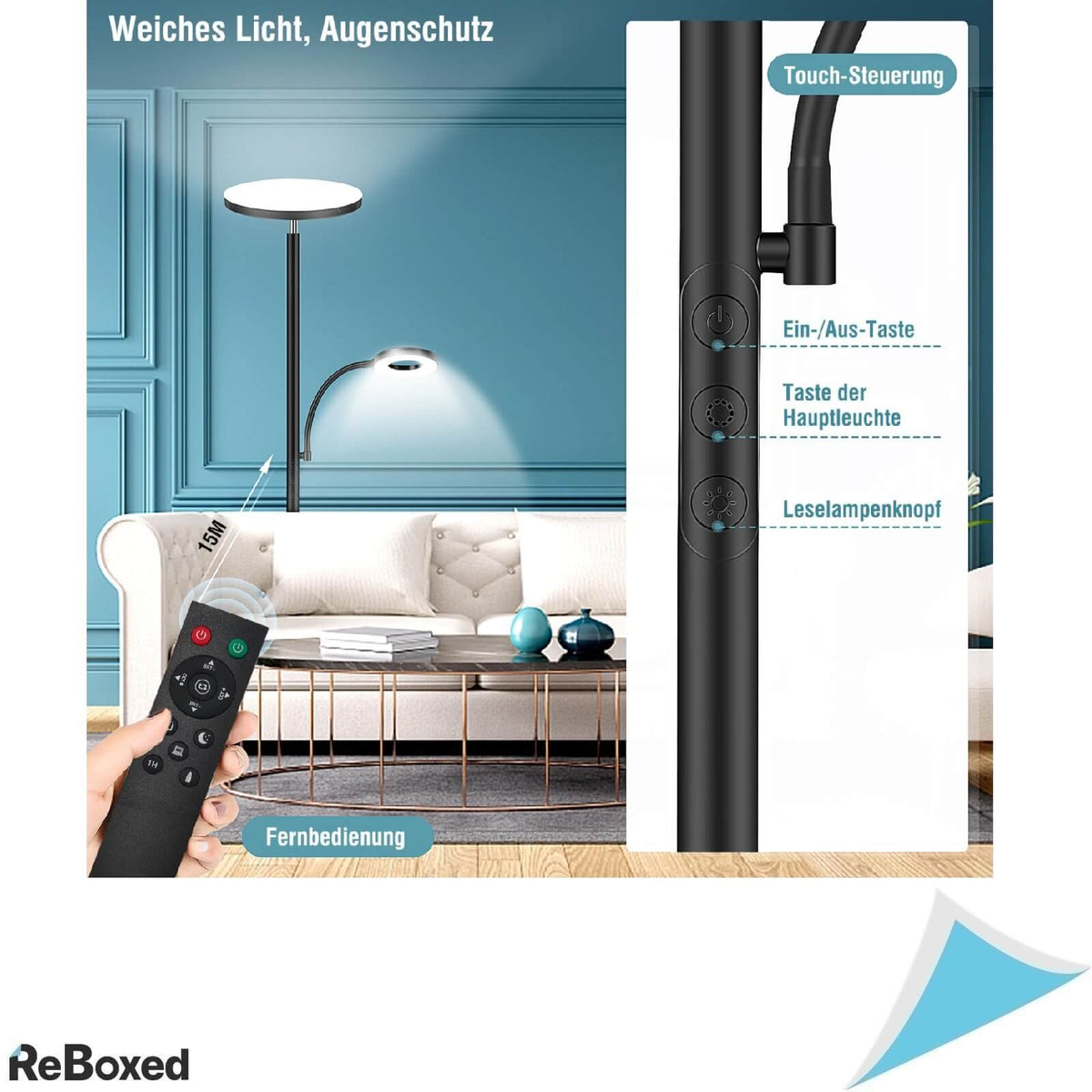 Lampa de Podea cu Lumini Laterale 42W 3700lm 1.75m