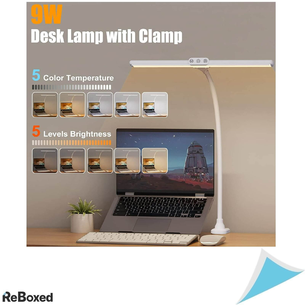 Lampa de Birou LED 9W cu Clema si Control Tactil 5 Temperaturi Culoare