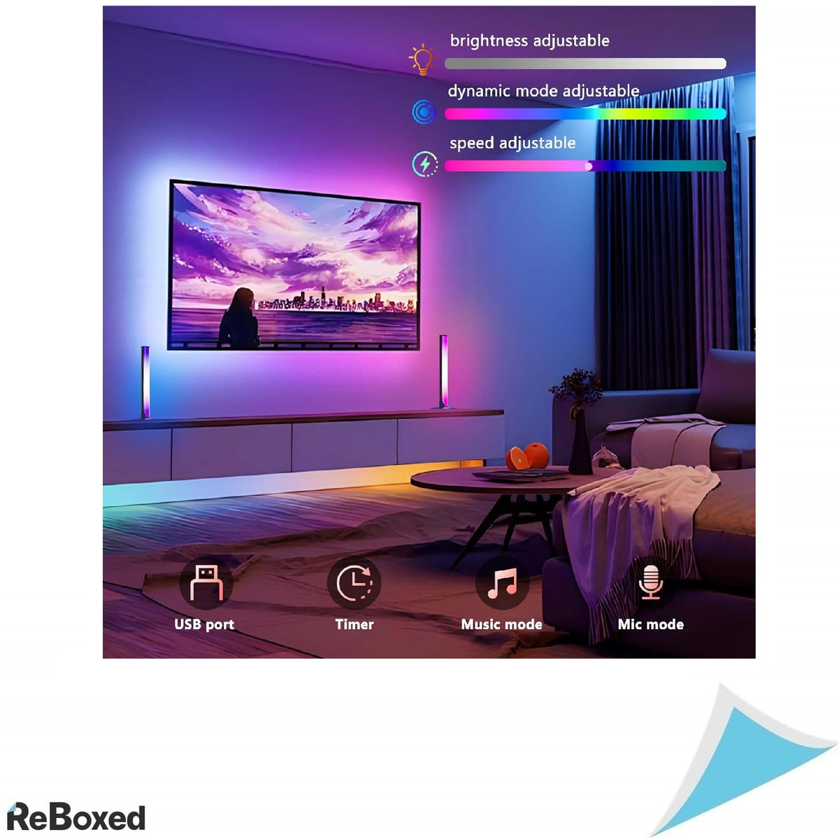 Set 2 Bare LED RGB Smart – Iluminare Ambientala cu Control prin Bluetooth si Sincronizare Muzica