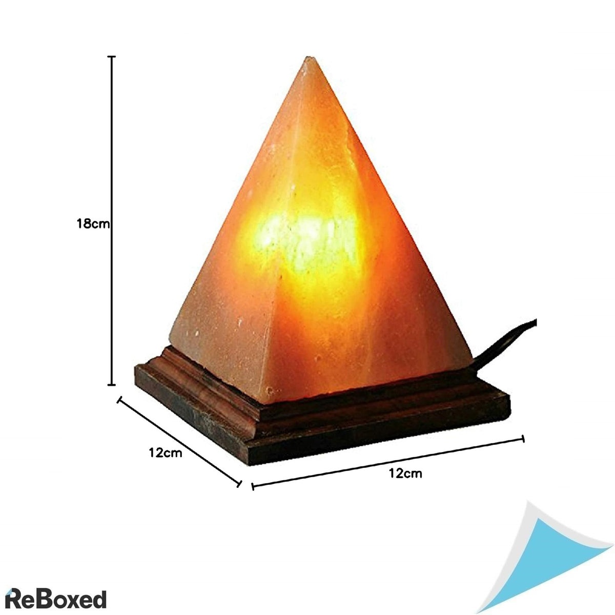 Lampa de Sare Himalaya in Forma de Piramida cu Baza din Lemn si Lumina Reglabila