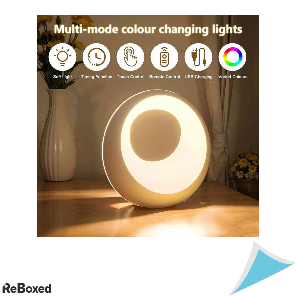 Lampa de veghe LED RGB reincarcabila cu telecomanda si control tactil, 16 culori