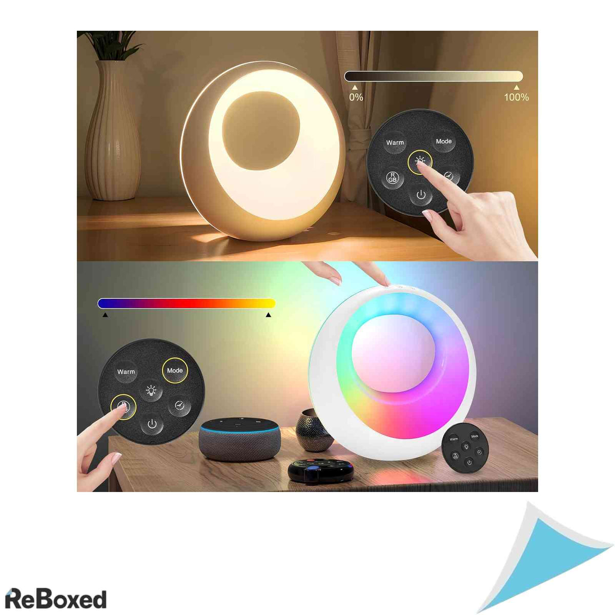 Lampa de veghe LED RGB reincarcabila cu telecomanda si control tactil, 16 culori