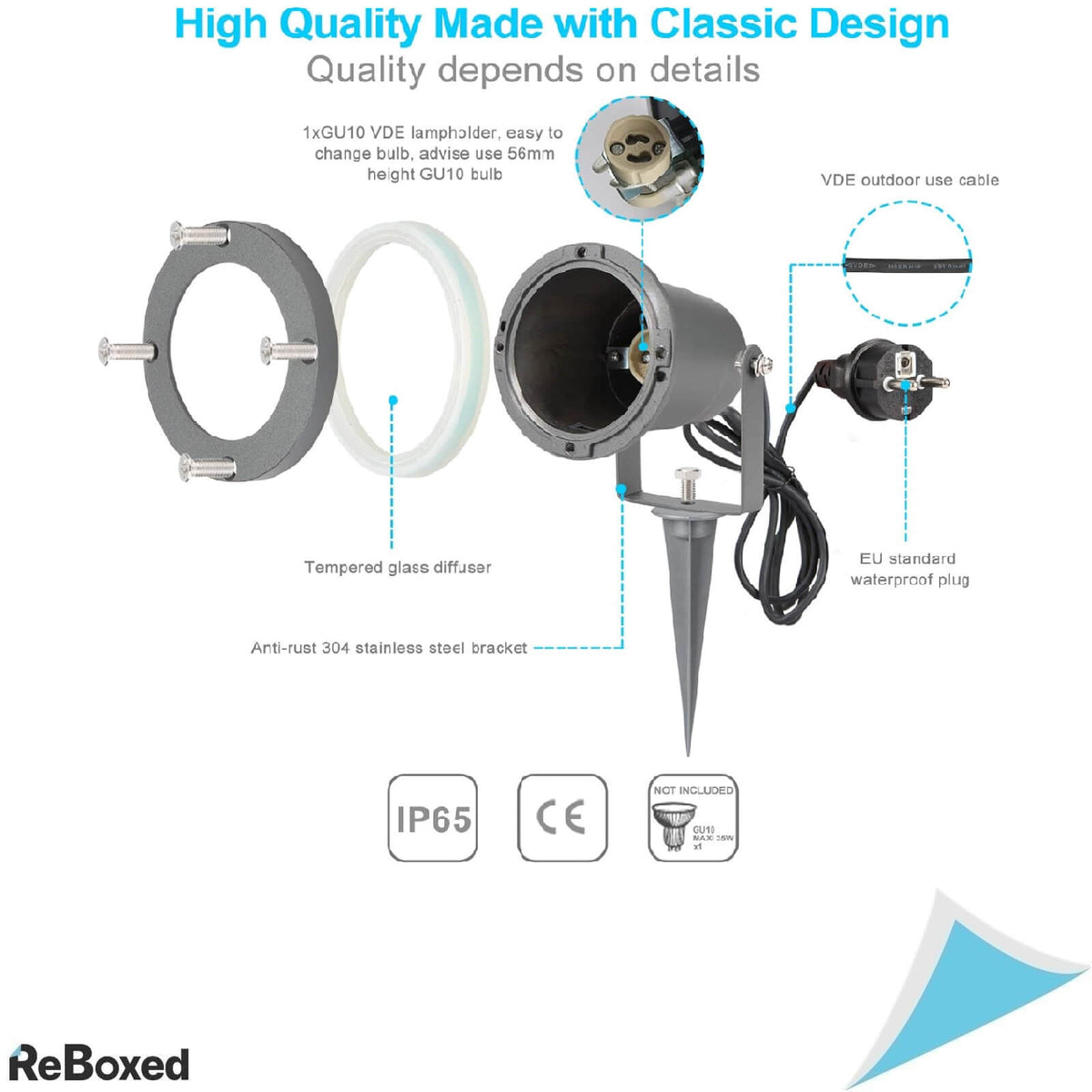 LASIDE Set 2 Spoturi de Gradina IP65 GU10 Antracit