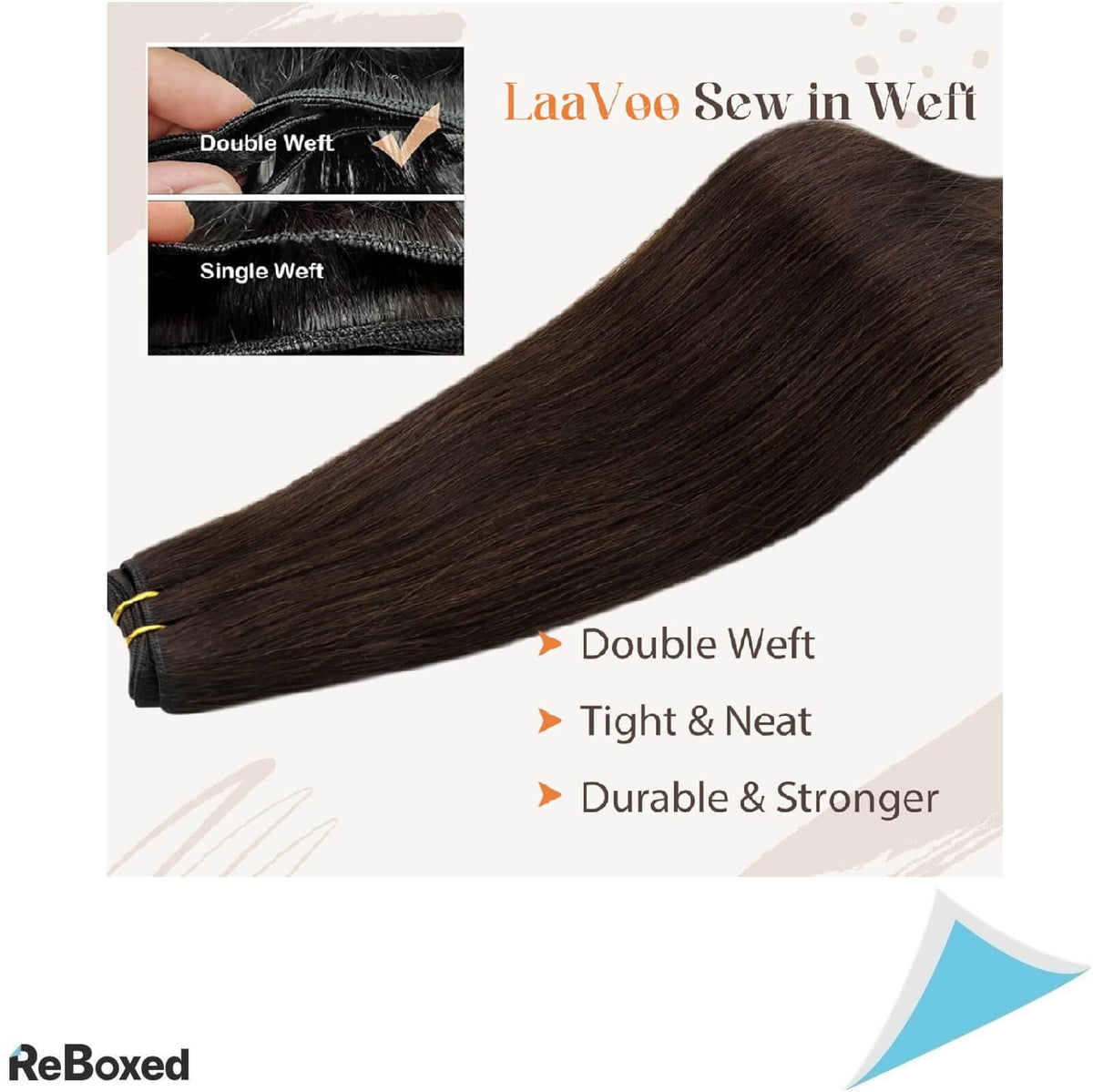 LaVoo Remy Double Weft Extensii de Par Natural 30cm Maro inchis
