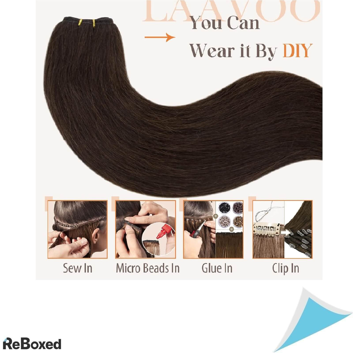 LaVoo Remy Double Weft Extensii de Par Natural 30cm Maro inchis