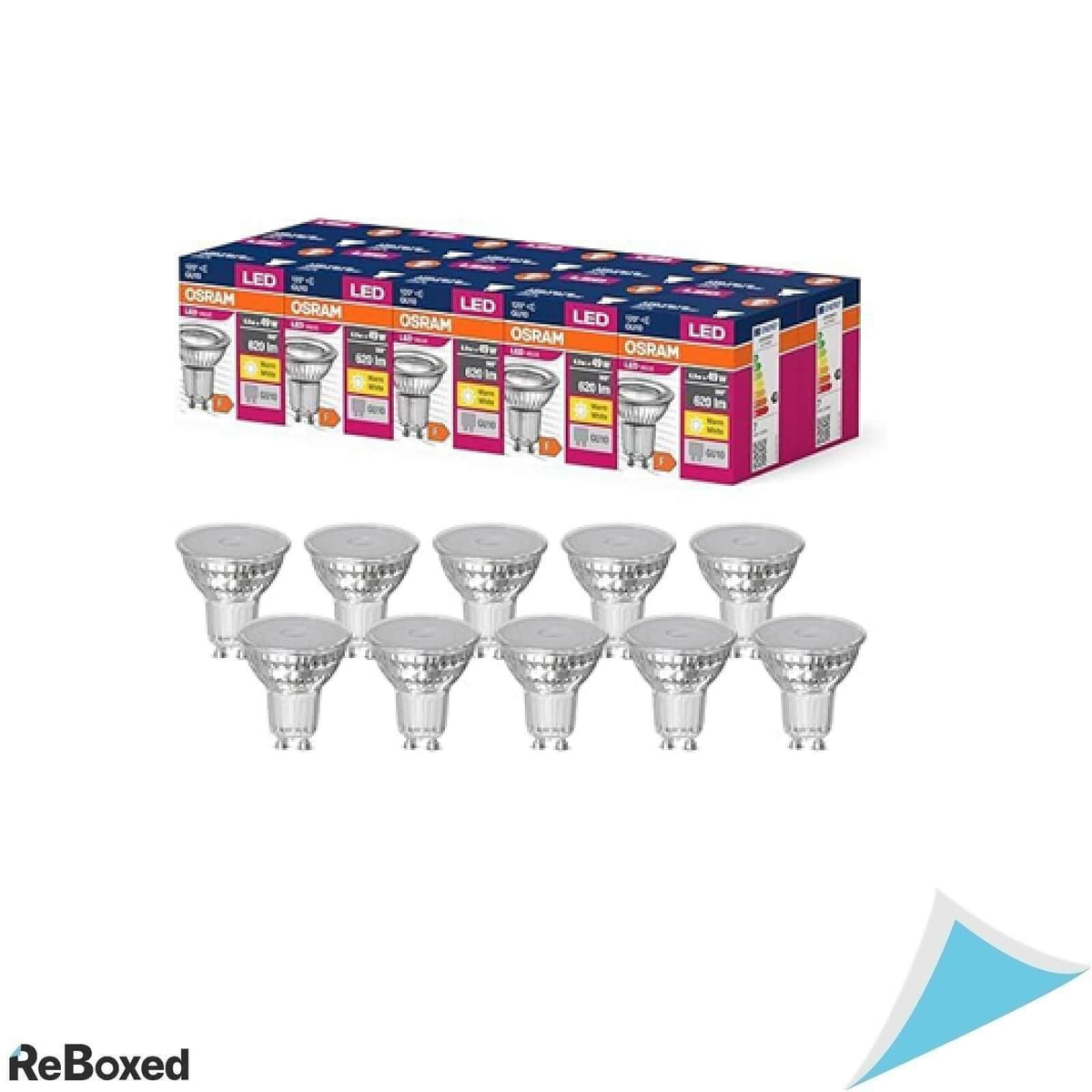Set 10 Becuri LED OSRAM Star Value GU10 PAR16, 6.9W (echivalent 80W), 575 lm, Lumina Alba Calda 3000K, Nedimabil