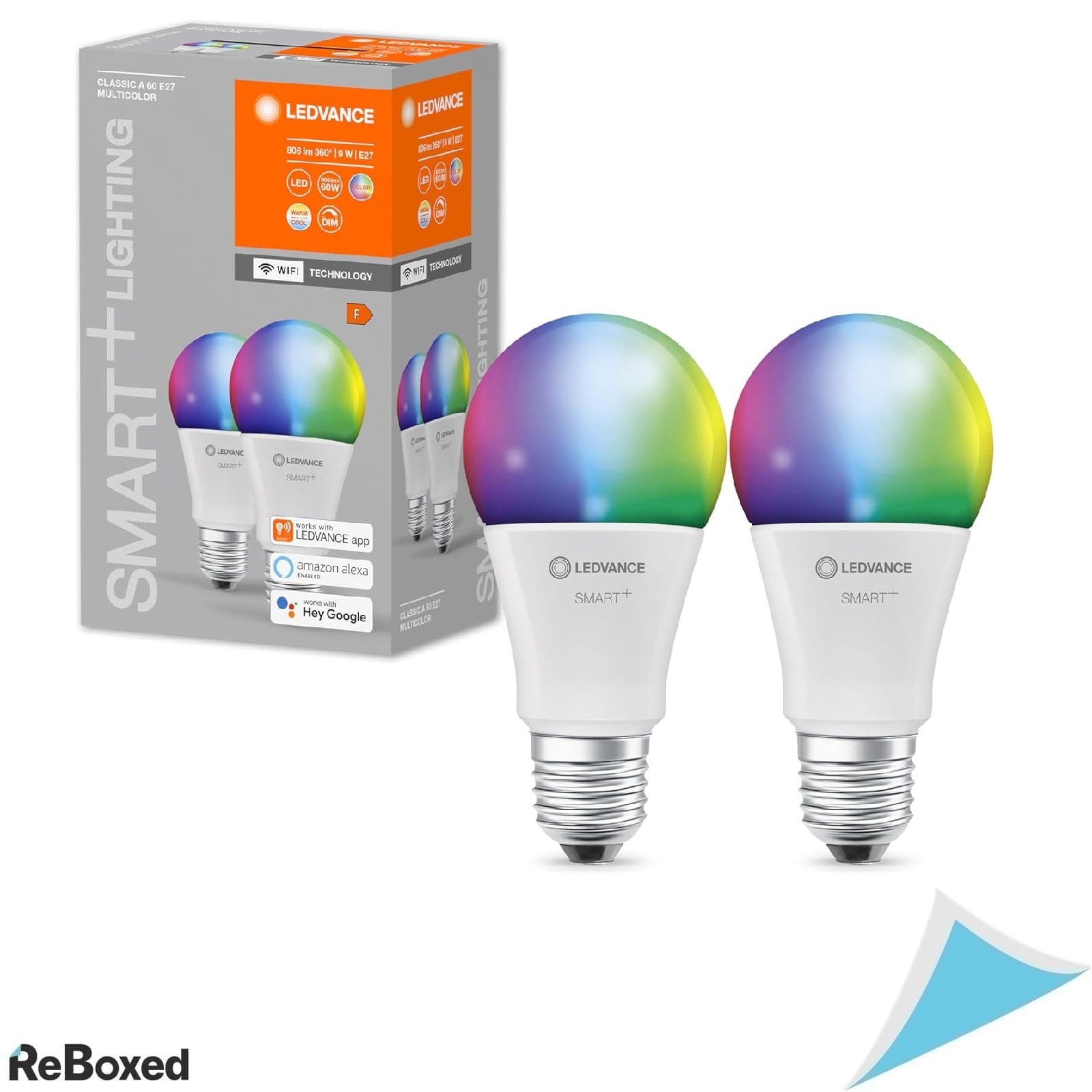 LEDVANCE Smart+ WiFi – Set 2 Becuri LED Inteligente E27 RGBW, 9W, Control prin Aplicatie