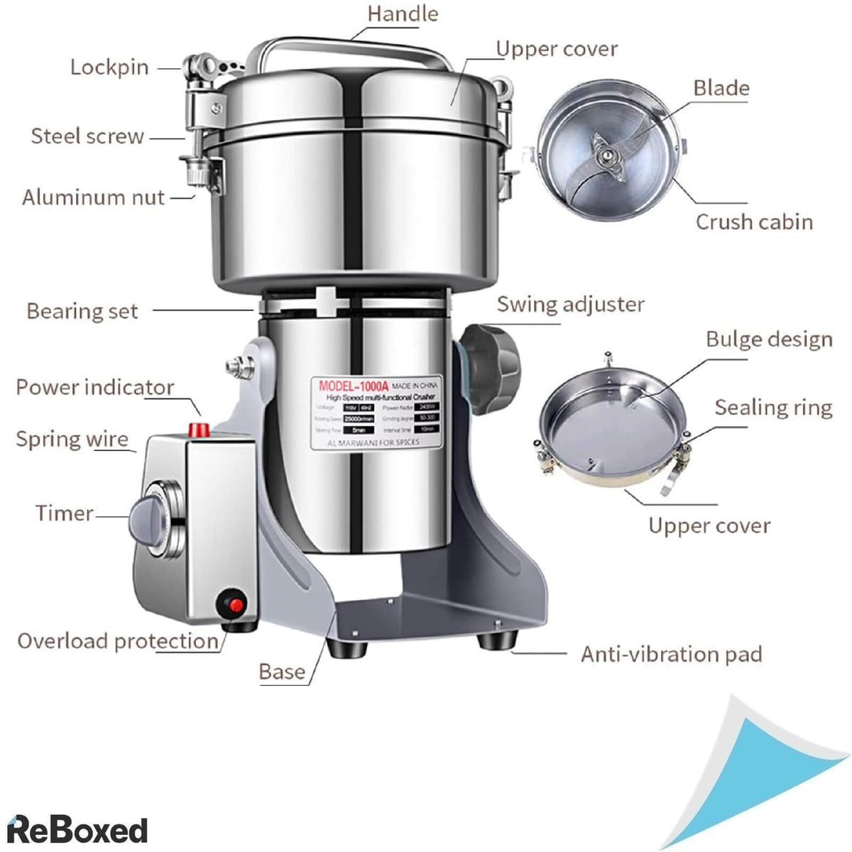 Lejieyin 1000A Moara Electrica 1000g 2400W Cereale Condimente