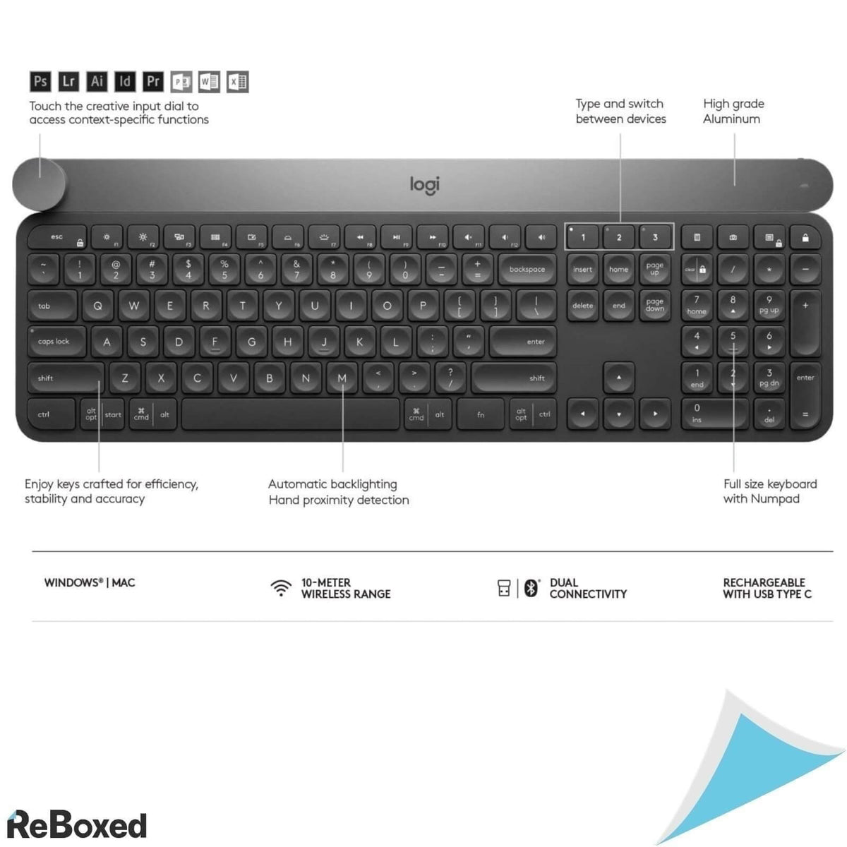 Logitech Craft Tastatura Wireless Iluminata Layout German