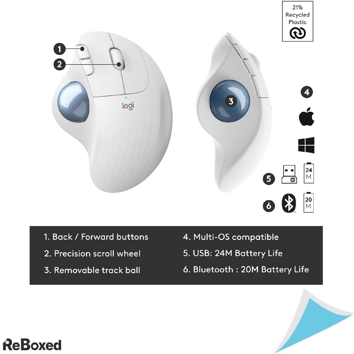 Logitech M575 Mouse Ergonomic Trackball Wireless