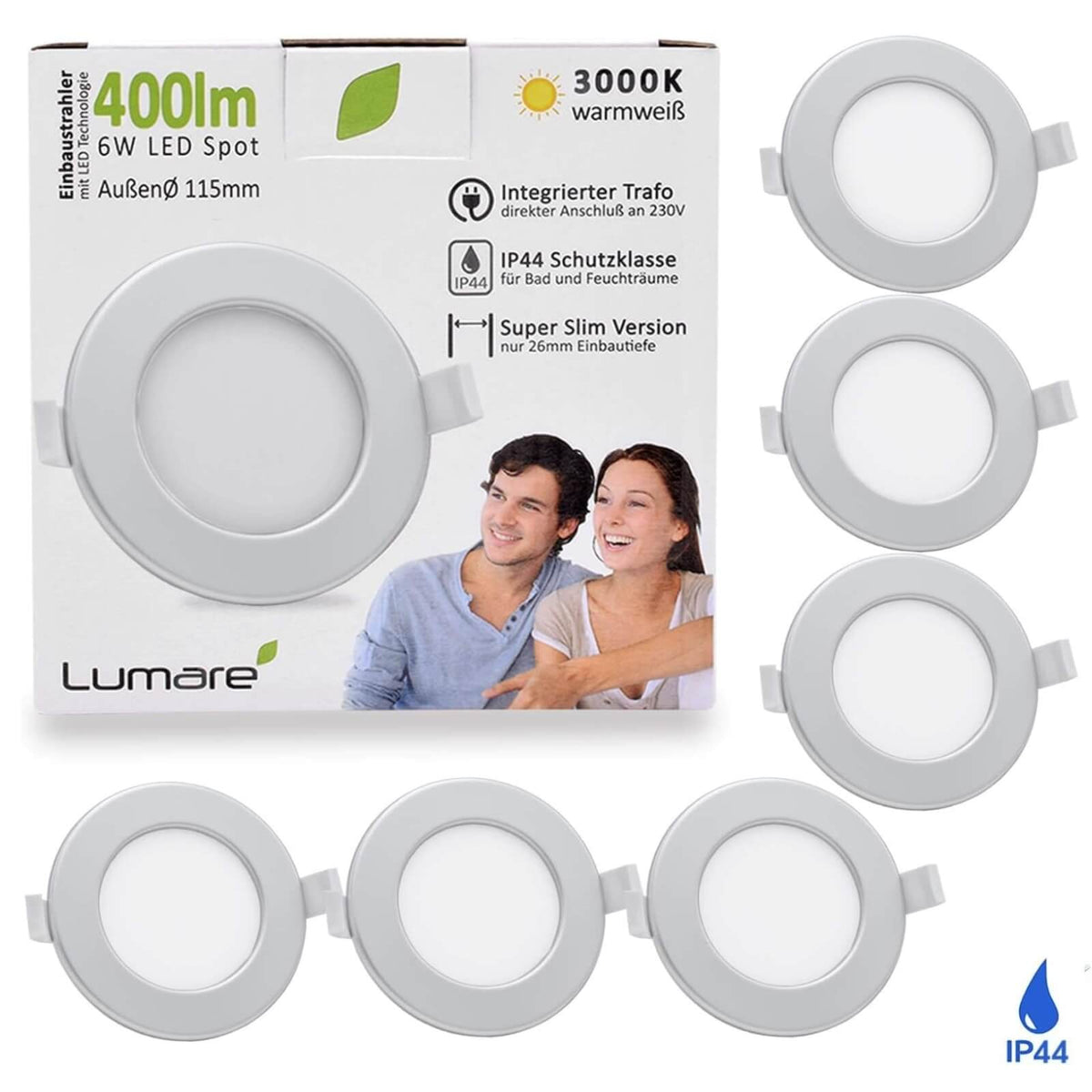 Lumare Set 6 Corpuri LED Slim pentru Tavan 400lm 6W 230V Alb
