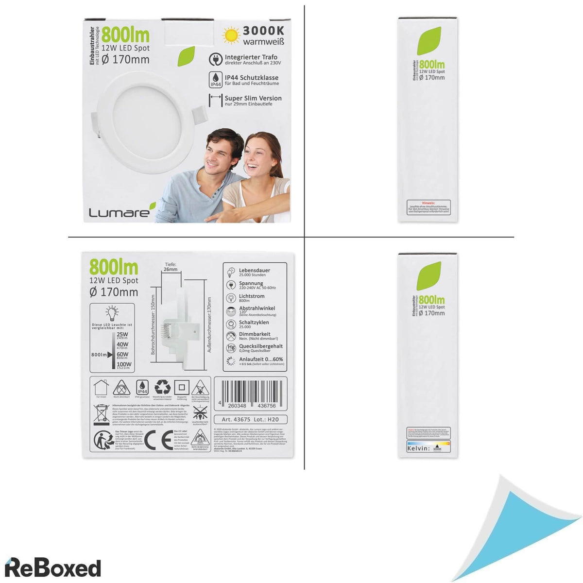 Lumare Set 6 Corpuri LED Slim pentru Tavan 800lm 12W 230V Alb