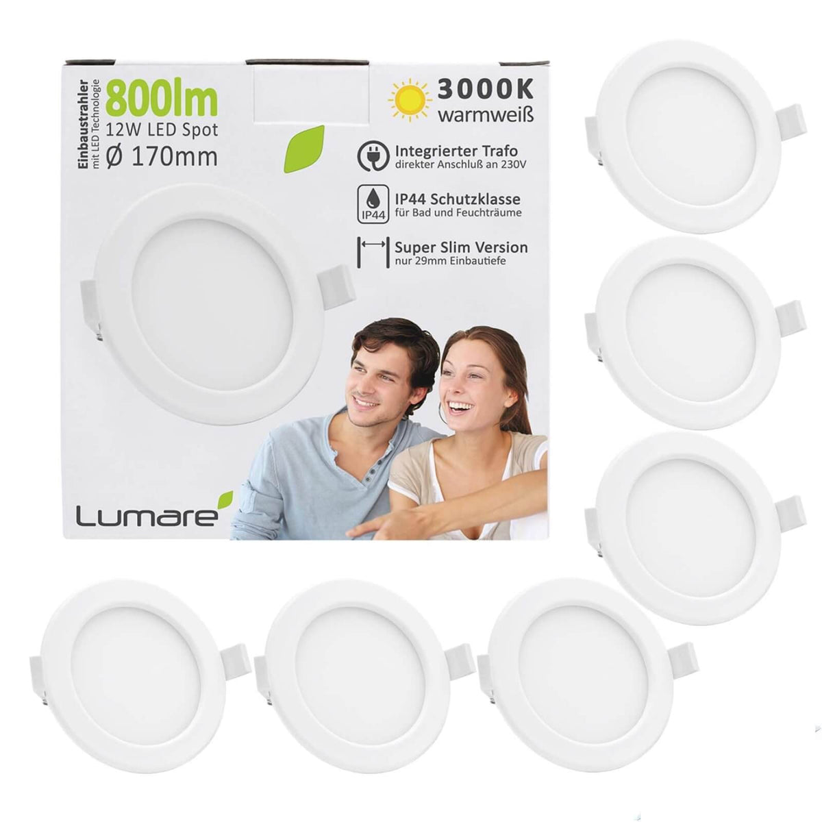 Lumare Set 6 Corpuri LED Slim pentru Tavan 800lm 12W 230V Alb