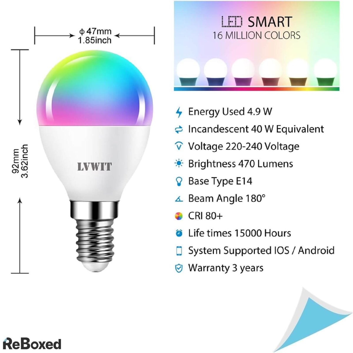 LVWIT Set 2 Becuri LED E14 Tip P45 4.9W 470lm