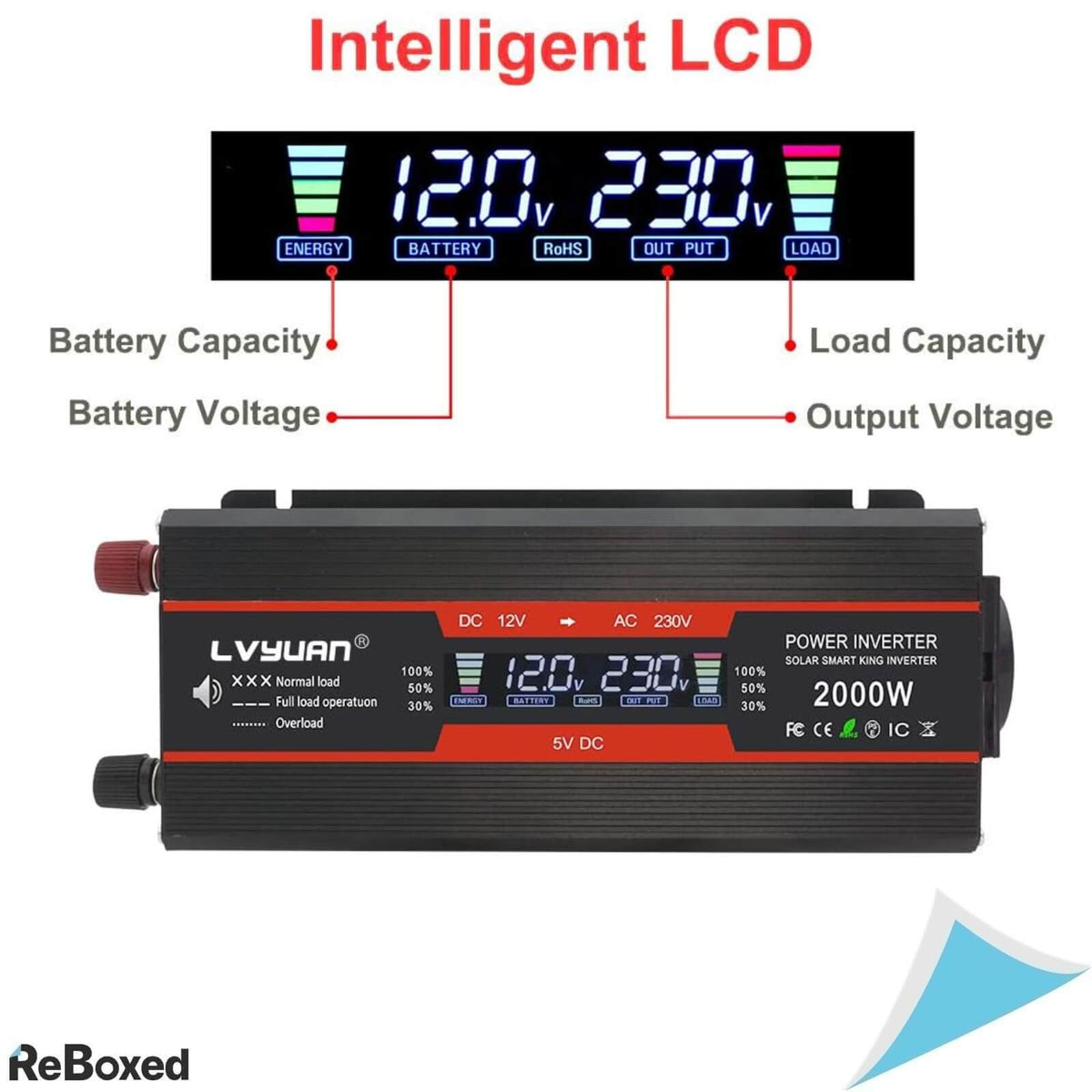 Lvyuan Convertor de Tensiune 12V 230V 1000W/2000W 2xUSB