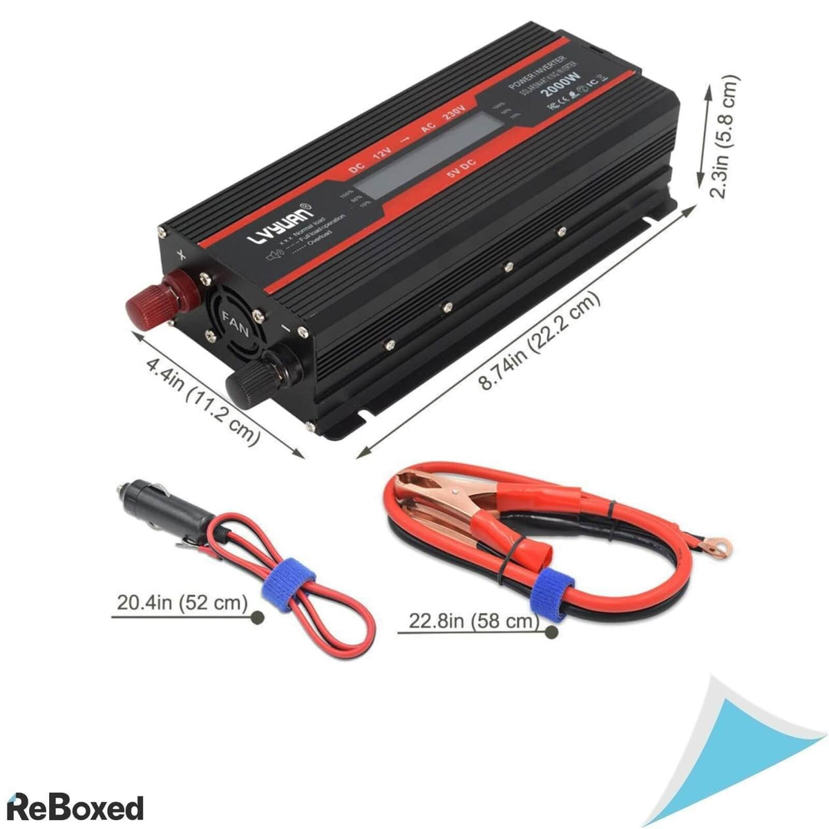 Lvyuan Convertor de Tensiune 12V 230V 1000W/2000W 2xUSB