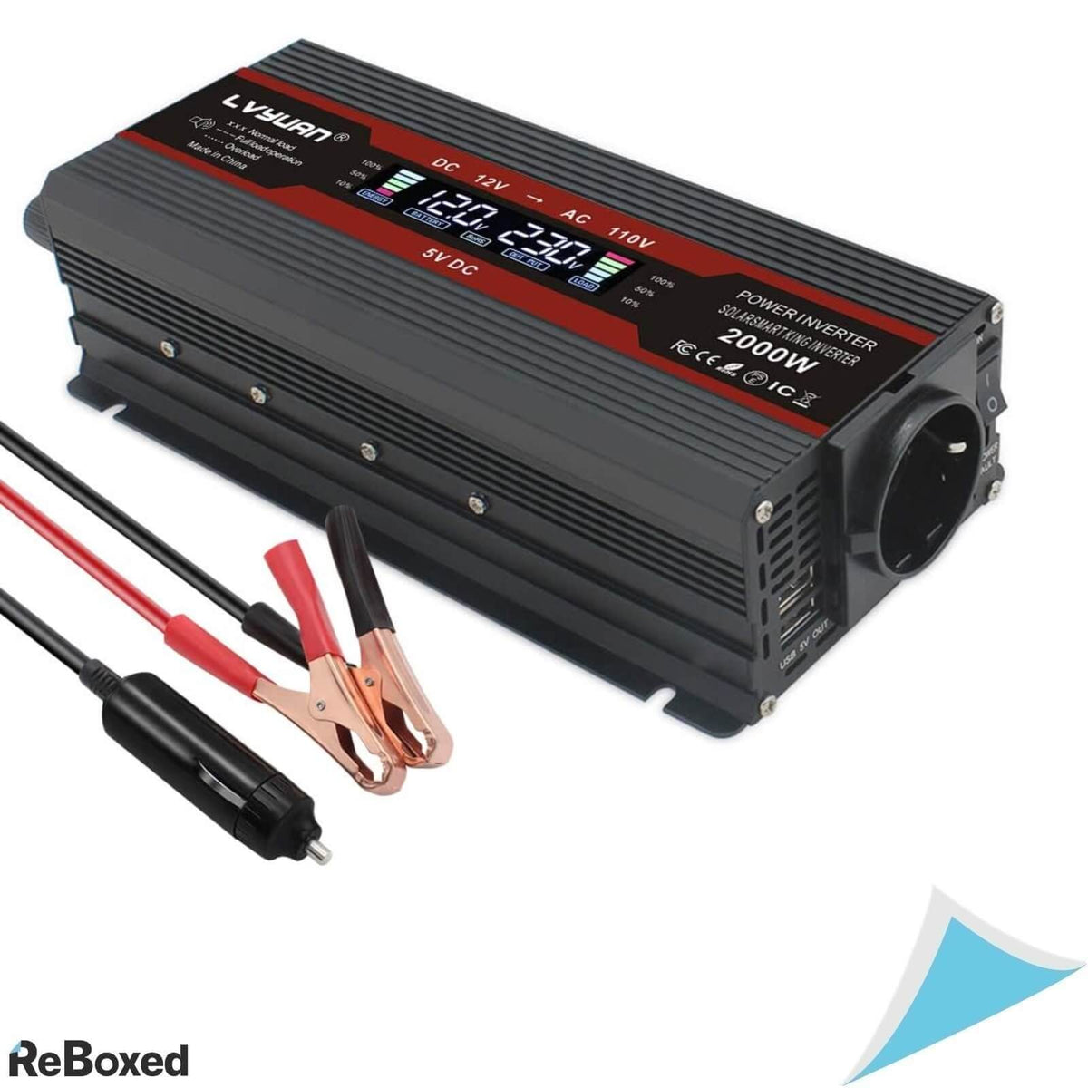 Lvyuan Convertor de Tensiune 12V 230V 1000W/2000W 2xUSB