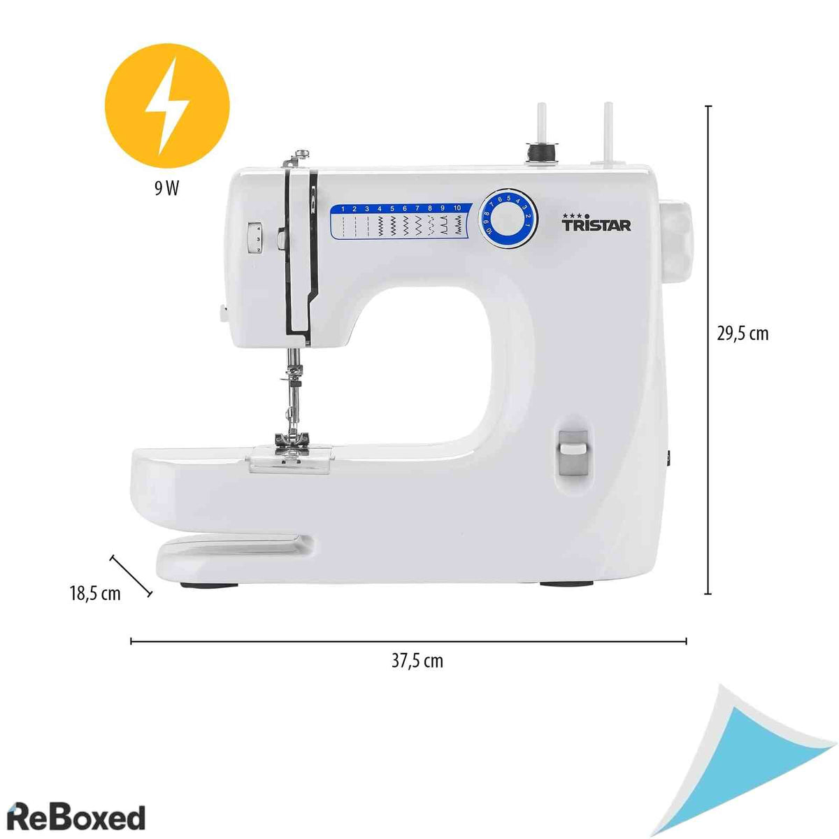 Masina de Cusut Electrica Tristar SM-6000 10 Programe Brat Liber Coasere Inversa Iluminare LED Alb