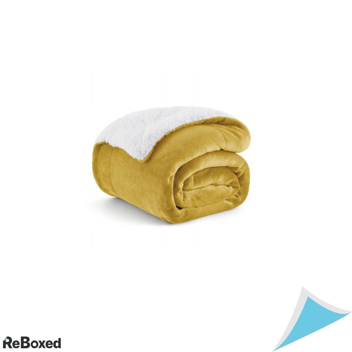 Patura dubla calduroasa Bedsure din fleece si Sherpa 150x200 cm Galben mustar