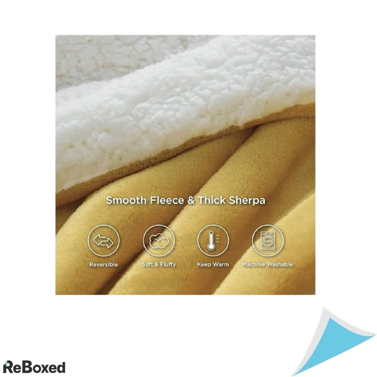 Patura dubla calduroasa Bedsure din fleece si Sherpa 150x200 cm Galben mustar