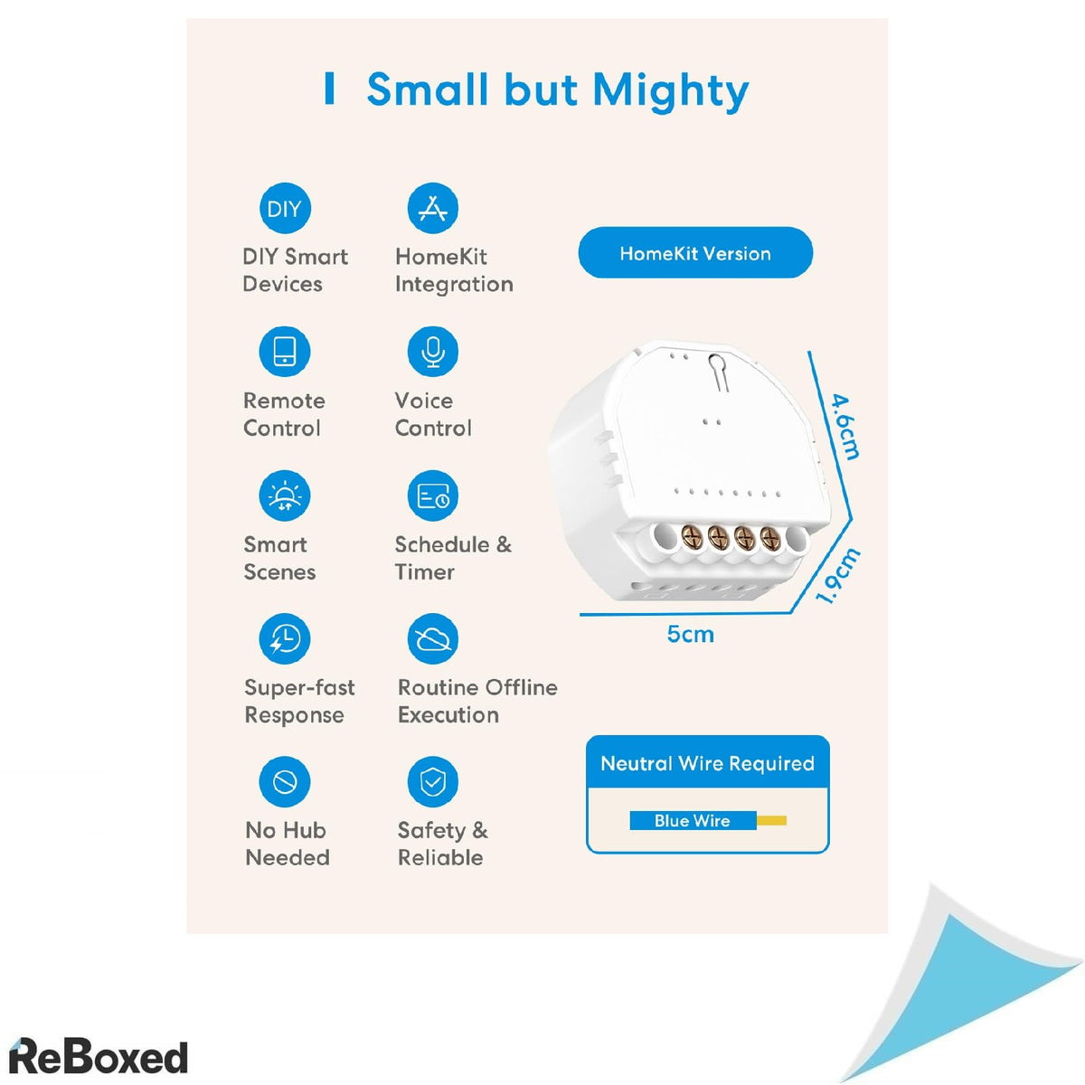 Meross Modul WiFi Switch cu control vocal, compatibil HomeKit, Alexa, Google Home (necesita fir neutru)