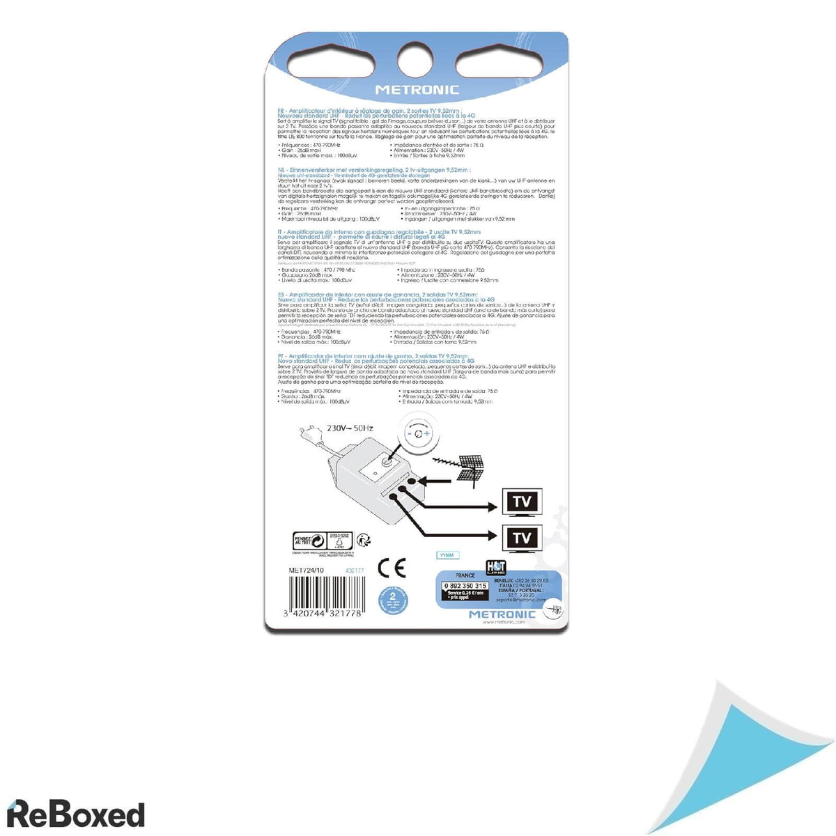 Metronic 432177 Amplificator de Interior TV 4G LTE