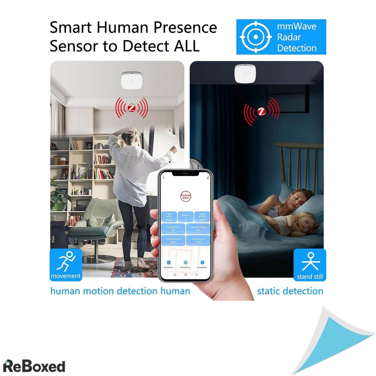 Mini senzor de miscare Tuya Zigbee mmWave 5.8G cu radar infrarosu PIR si detector de luminozitate USB