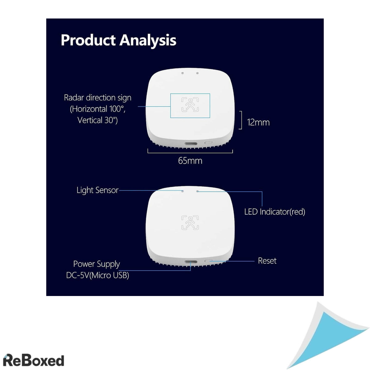 Mini senzor de miscare Tuya Zigbee mmWave 5.8G cu radar infrarosu PIR si detector de luminozitate USB