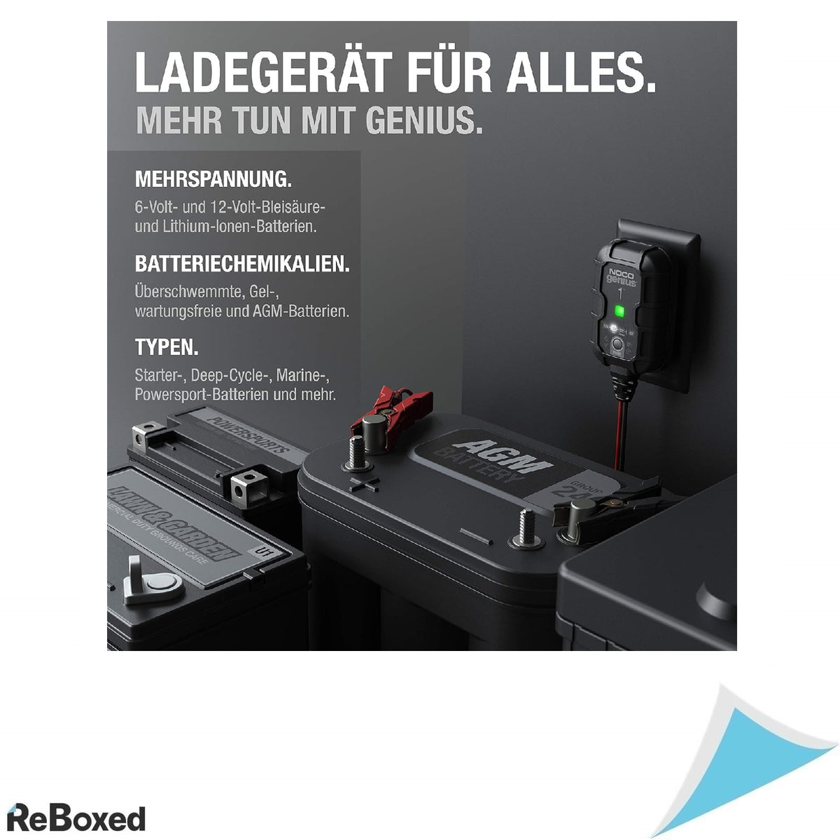 Noco Genius1 Incarcator Inteligent Complet Automat 1A pentru Baterii 6V si 12V, Auto, Moto, Barci