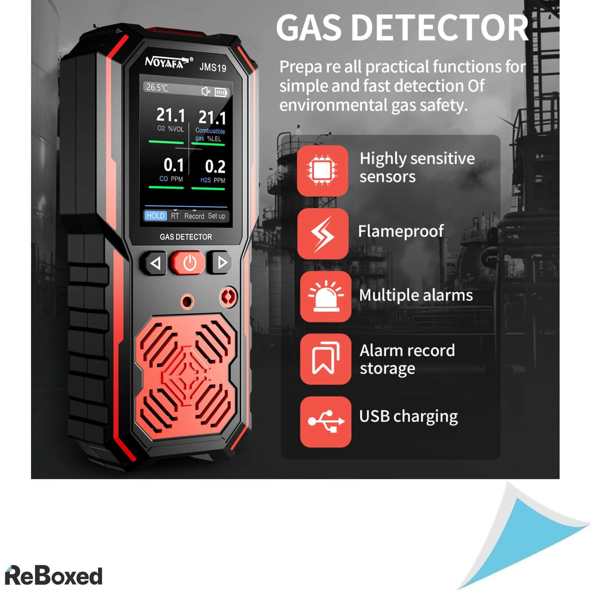 NOYAFA JMS-19 Detector Portabil de Gaz 4-in-1 cu 3 Alarme