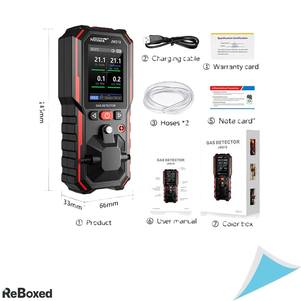 NOYAFA JMS-19 Detector Portabil de Gaz 4-in-1 cu 3 Alarme