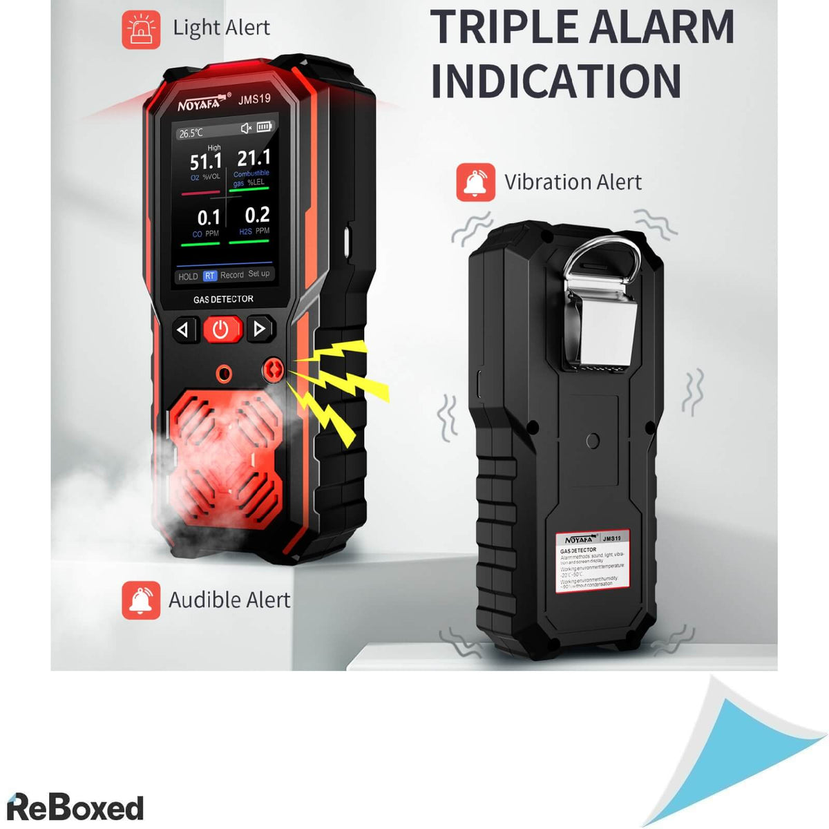 NOYAFA JMS-19 Detector Portabil de Gaz 4-in-1 cu 3 Alarme