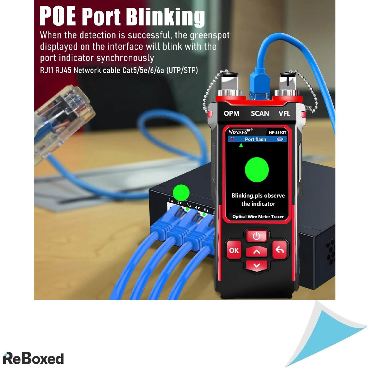 NOYAFA NF-859GT Tester VFL PoE multi-cablu Ethernet si fibra optica