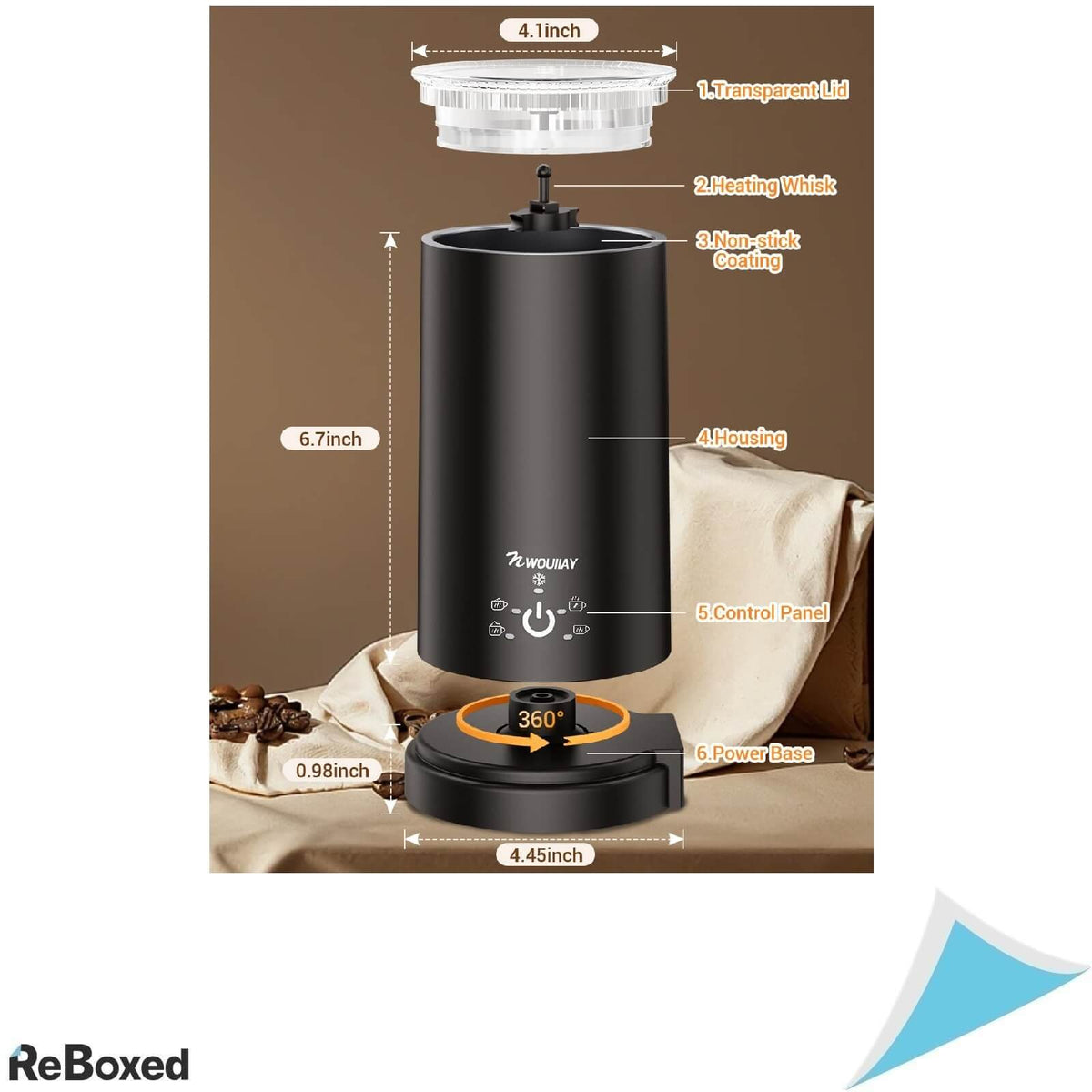 NWOUIIAY Aparat de Spumat Lapte Electric 5 in 1 600W